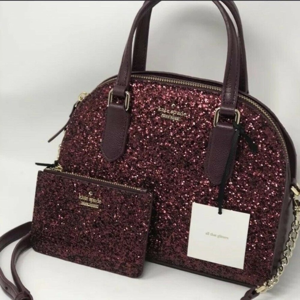 NWT Kate Spade Reiley Glitter Satchel+Key Wristlet - Picture 2 of 8
